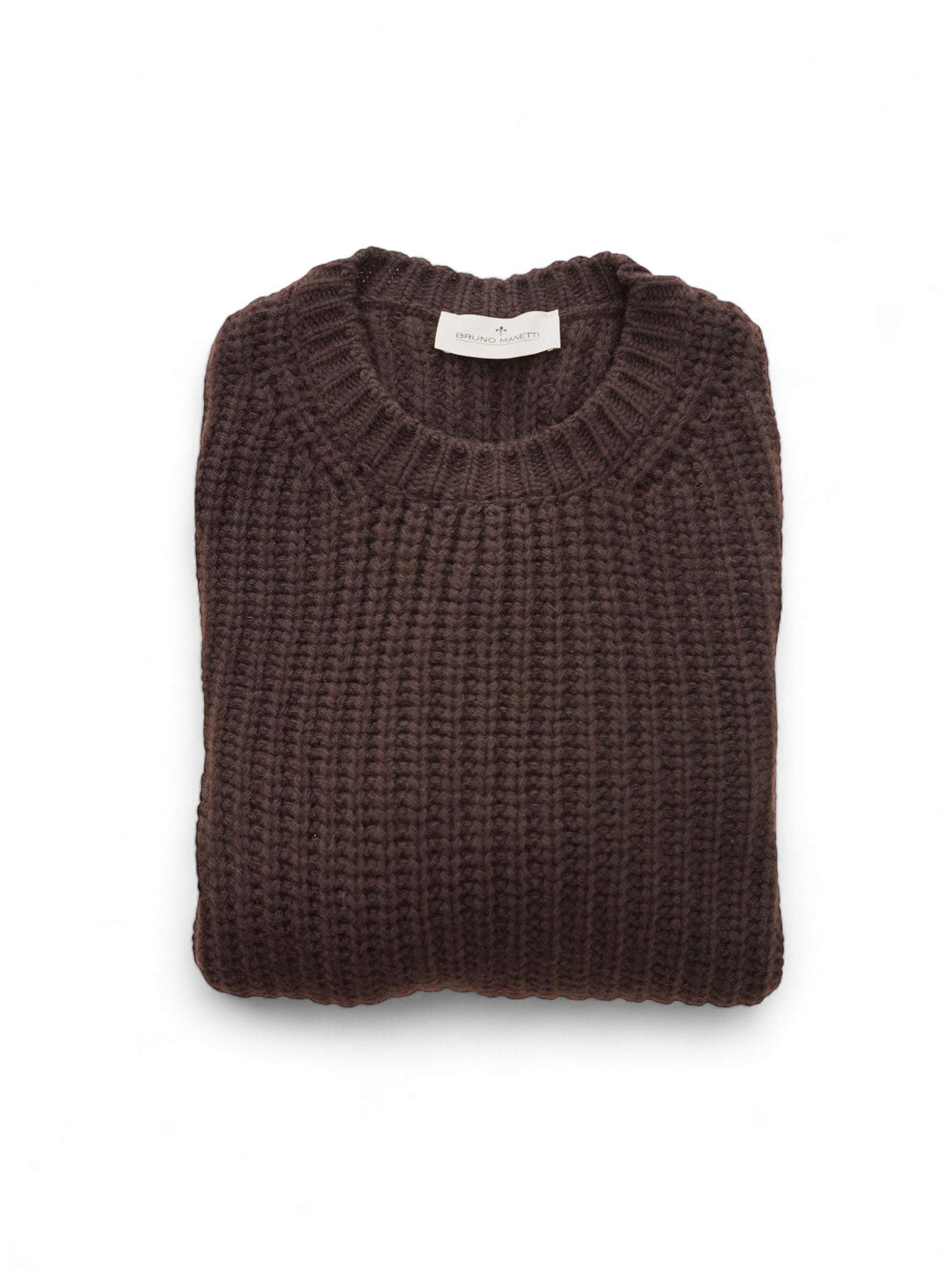 Dark brown chunky knit sweater made of wool and cashmere